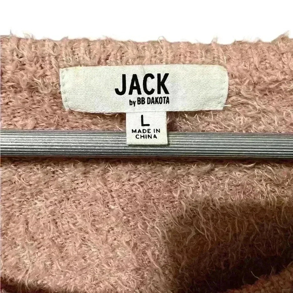 🟣Jack by BB Dakota Pink Cropped Fuzzy Bell Sleeve Shirt Large - Picture 5 of 7